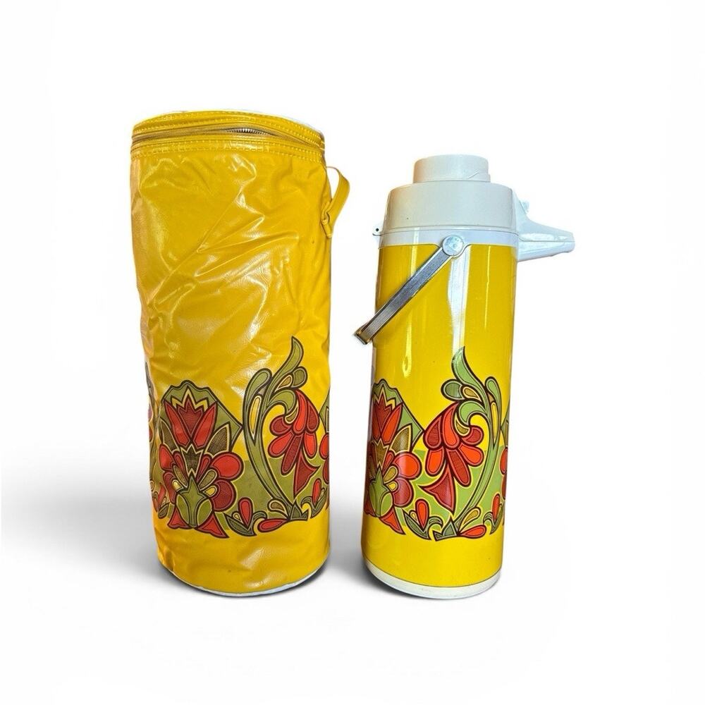 Vintage MCM Peacock Air Pot Coffee Vacuum Thermos Carafe With Bag Picnics Games